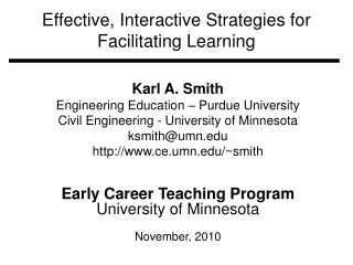 Effective, Interactive Strategies for Facilitating Learning