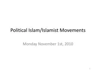 Political Islam/Islamist Movements