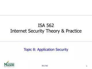 Topic 8: Application Security