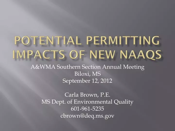 potential permitting impacts of new naaqs