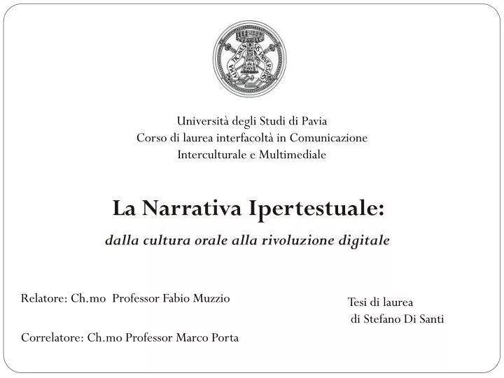 la narrativa ipertestuale dalla cultura orale alla rivoluzione digitale