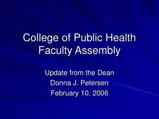 College of Public Health Faculty Assembly