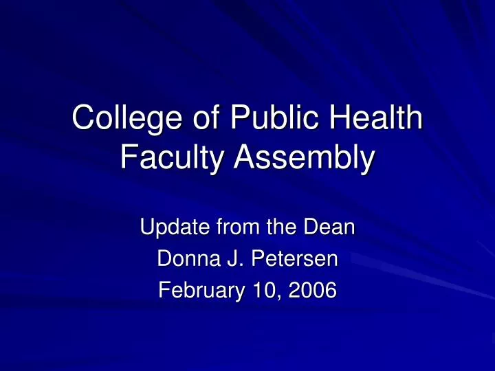 college of public health faculty assembly