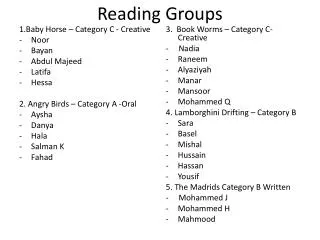 Reading Groups