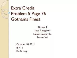 Extra Credit Problem 5 Page 76 Gothams Finest