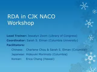 RDA in CJK NACO Workshop