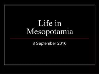 Life in Mesopotamia