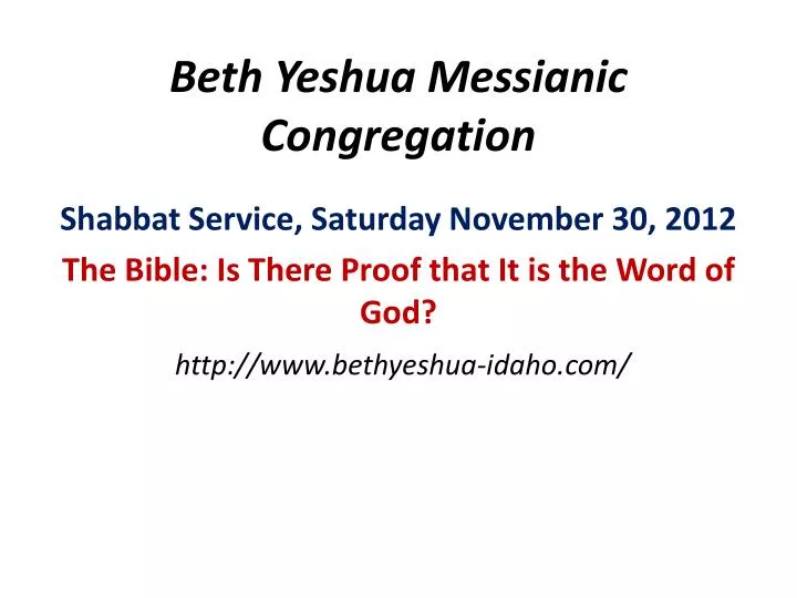 beth yeshua messianic congregation