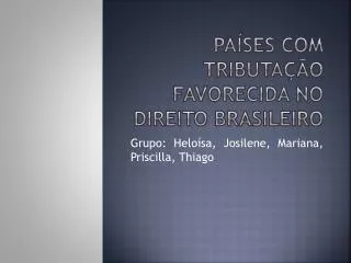 pa ses com tributa o favorecida no direito brasileiro