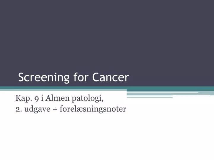 screening for cancer