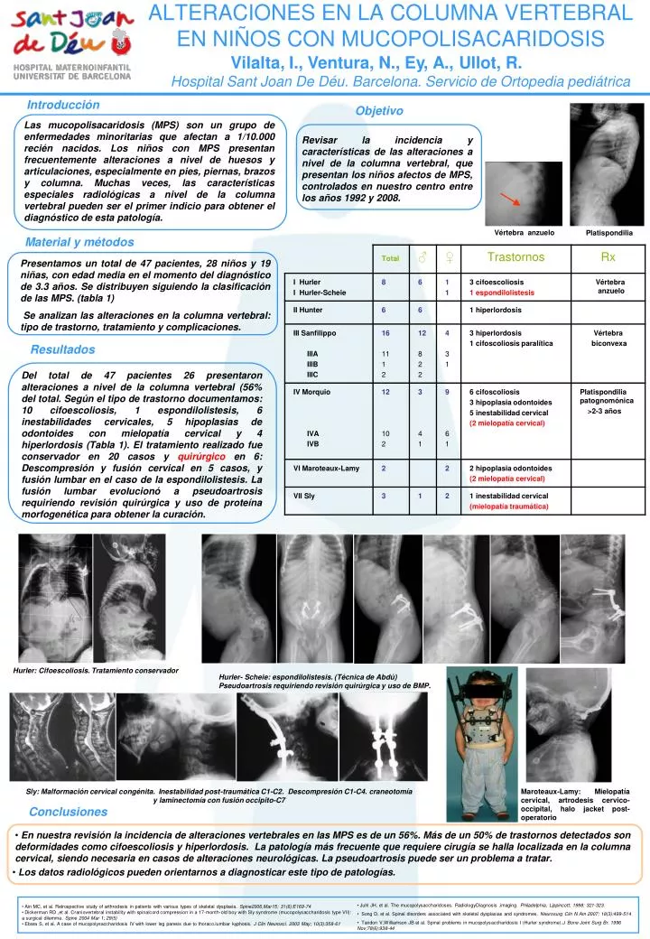 alteraciones en la columna vertebral en ni os con mucopolisacaridosis