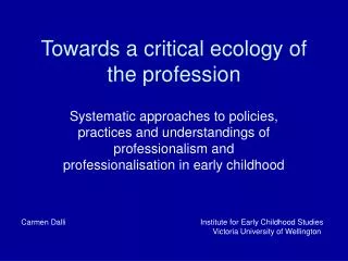 Towards a critical ecology of the profession
