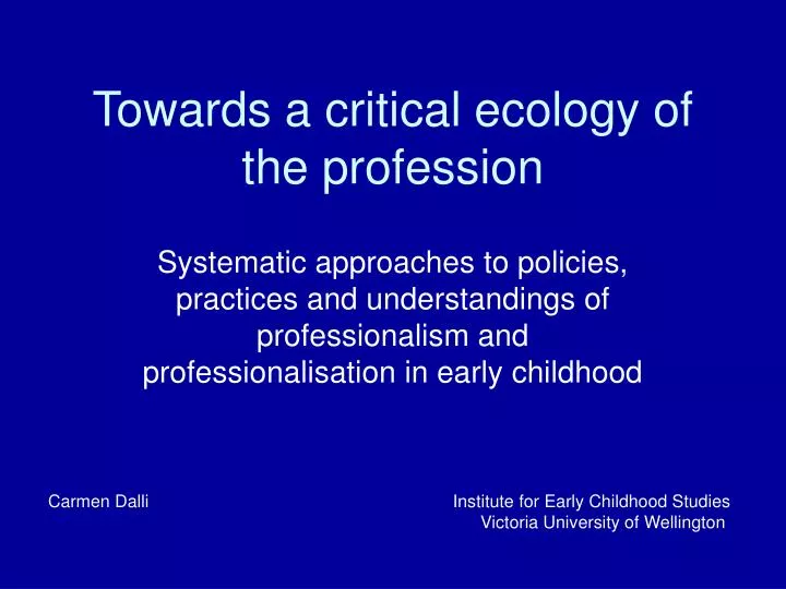 towards a critical ecology of the profession