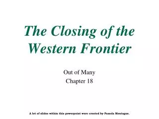 The Closing of the Western Frontier