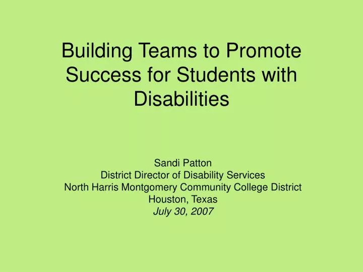 building teams to promote success for students with disabilities