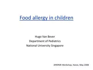 Food allergy in children