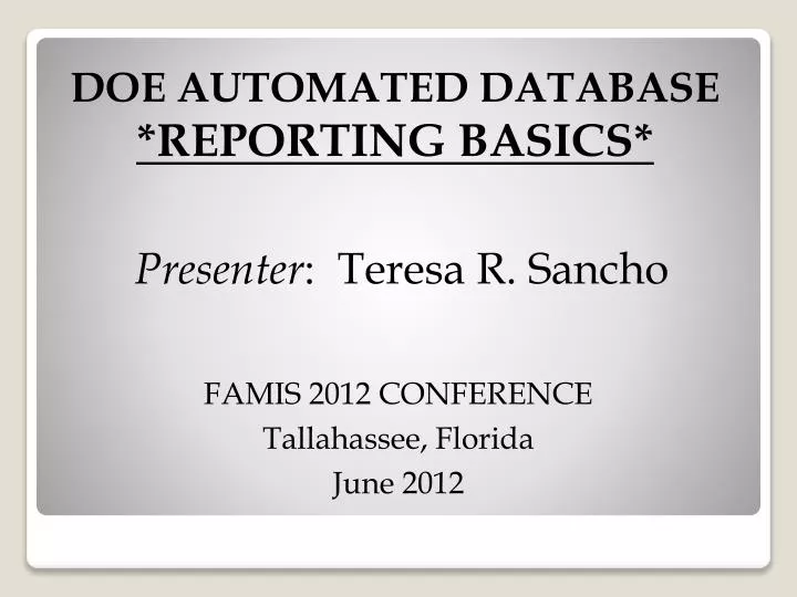 doe automated database reporting basics