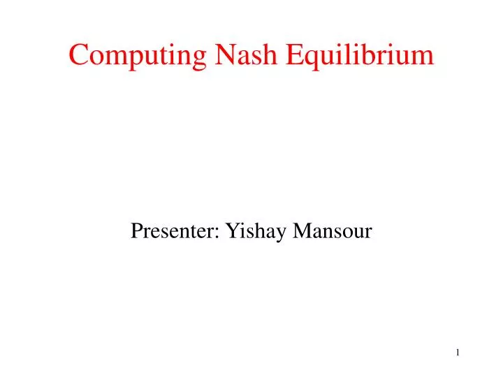 computing nash equilibrium