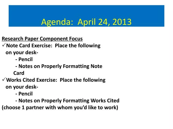 agenda april 24 2013