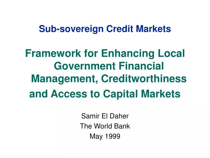 sub sovereign credit markets