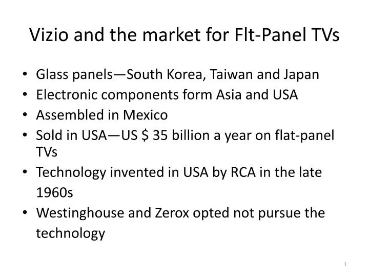 vizio and the market for flt panel tvs