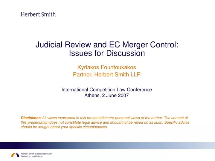 judicial review and ec merger control issues for discussion