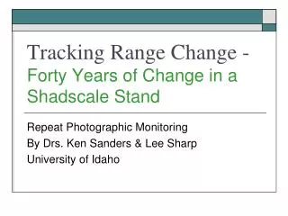 Tracking Range Change - Forty Years of Change in a Shadscale Stand