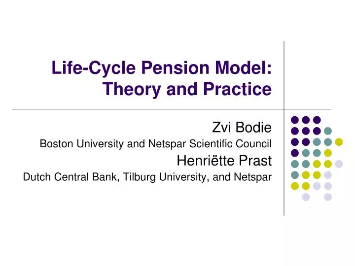 life cycle pension model theory and practice