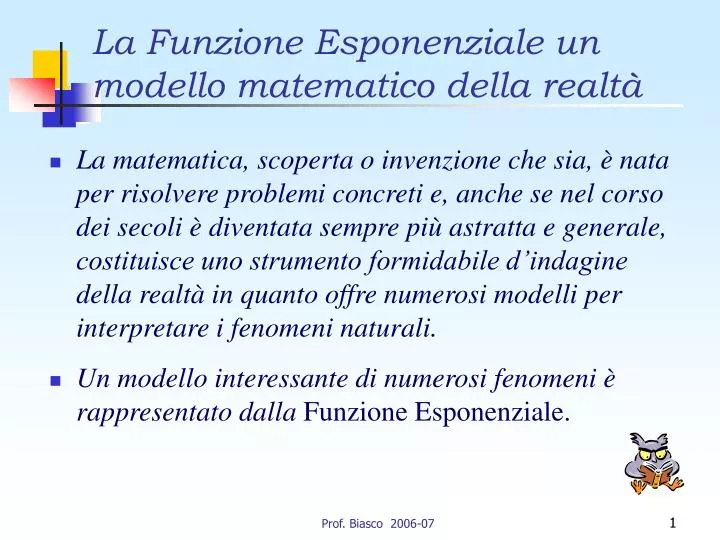 la funzione esponenziale un modello matematico della realt