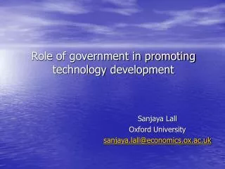 Role of government in promoting technology development