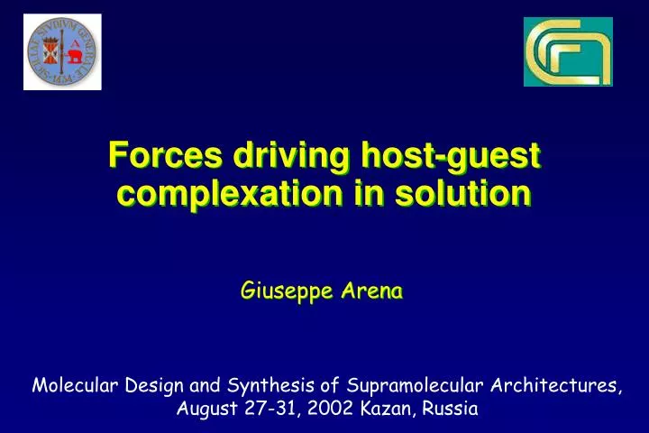 forces driving host guest complexation in solution
