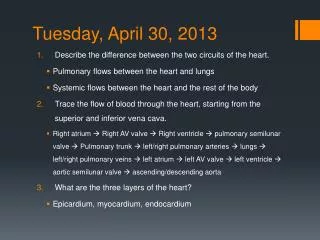 tuesday april 30 2013