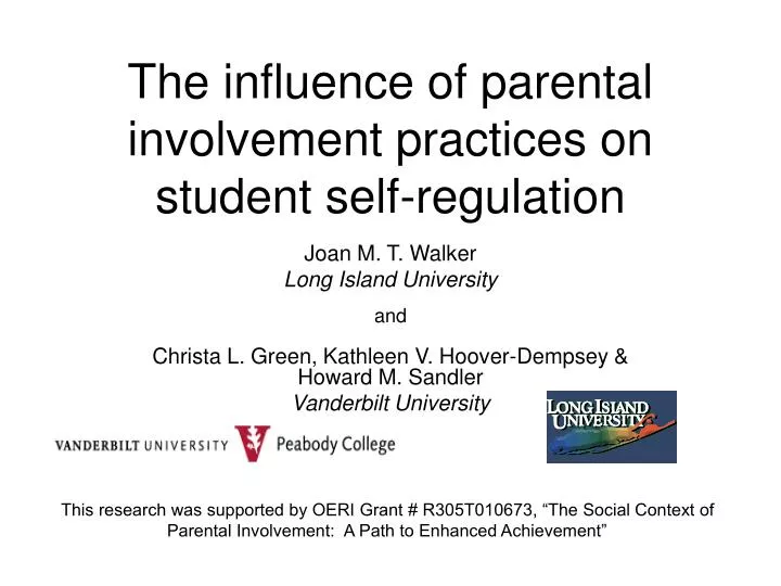 the influence of parental involvement practices on student self regulation