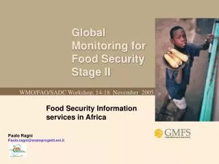 Global Monitoring for Food Security Stage II