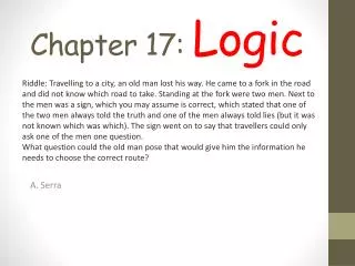 Chapter 17 : Logic