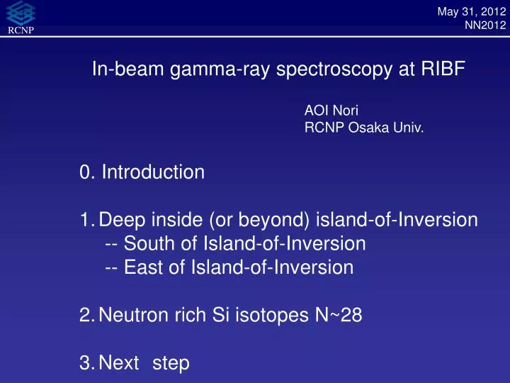 in beam gamma ray spectroscopy at ribf