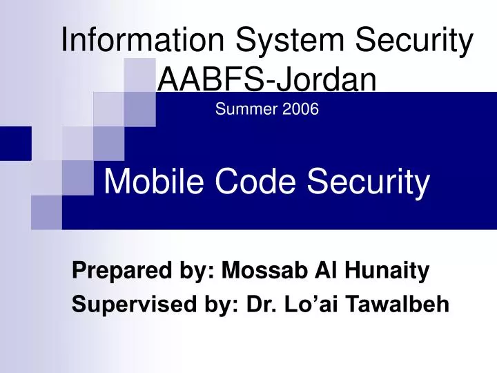 information system security aabfs jordan summer 2006 mobile code security