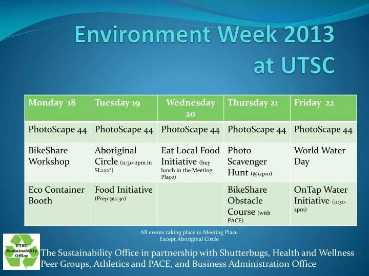 environment week 2013 at utsc
