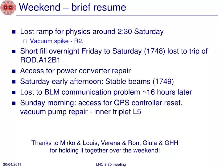 weekend brief resume