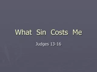 What Sin Costs Me