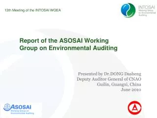 Report of the ASOSAI Working Group on Environmental Auditing