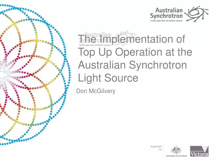 the implementation of top up operation at the australian synchrotron light source