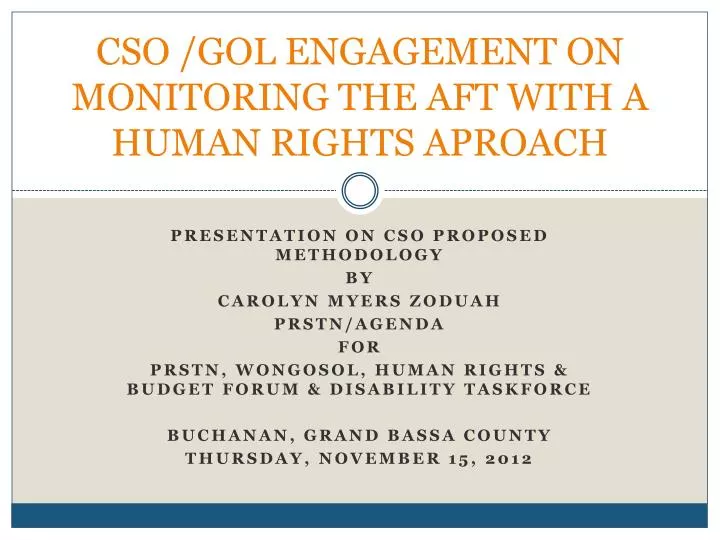 cso gol engagement on monitoring the aft with a human rights aproach