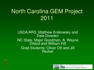 North Carolina GEM Project 2011