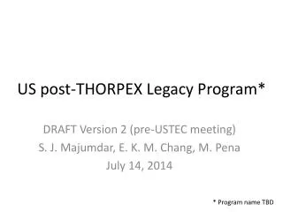 US post-THORPEX Legacy Program*