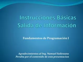instrucciones b sicas salida de informaci n