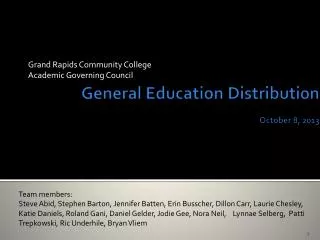 General Education Distribution October 8, 2013