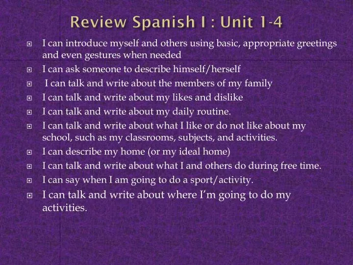 review spanish i unit 1 4
