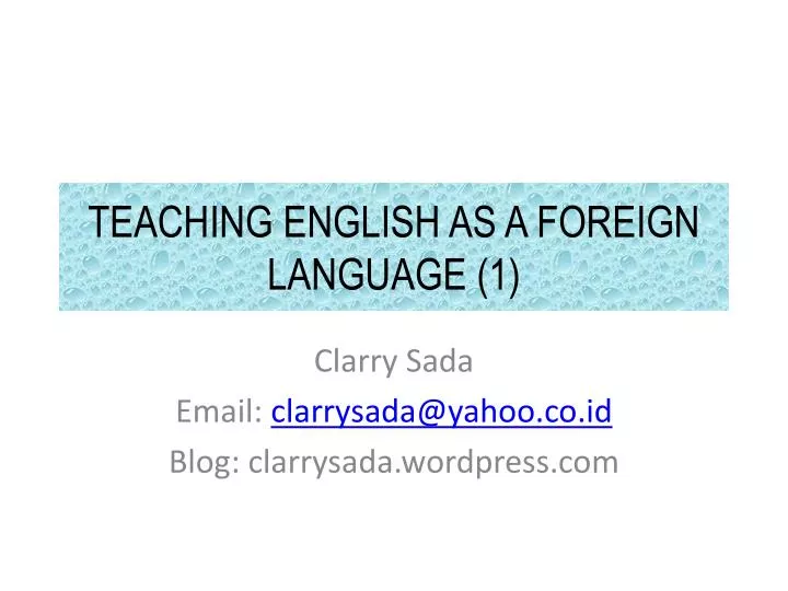 teaching english as a foreign language 1