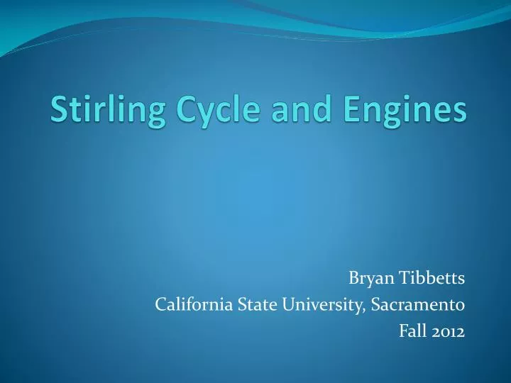 stirling cycle a n d engines